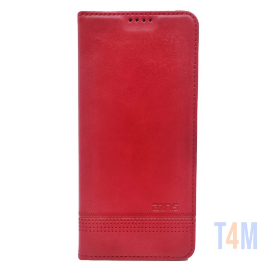 Capa Flip de Couro com Bolso Interno para Samsung Galaxy M23/M236 Preto Vermelho